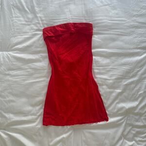 Hello Molly red strapless mini dress with open back